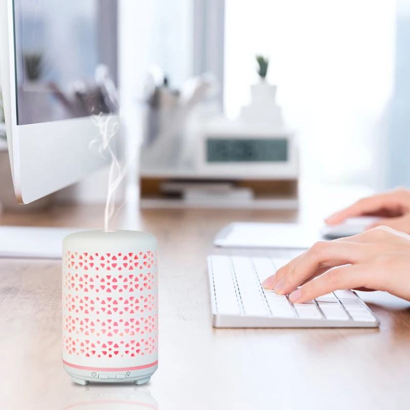 China Manufacture Factory 100ml Ceramic Mist Maker Air Humidifier Machine Essential Oil Ultrasonic Aroma Diffuser