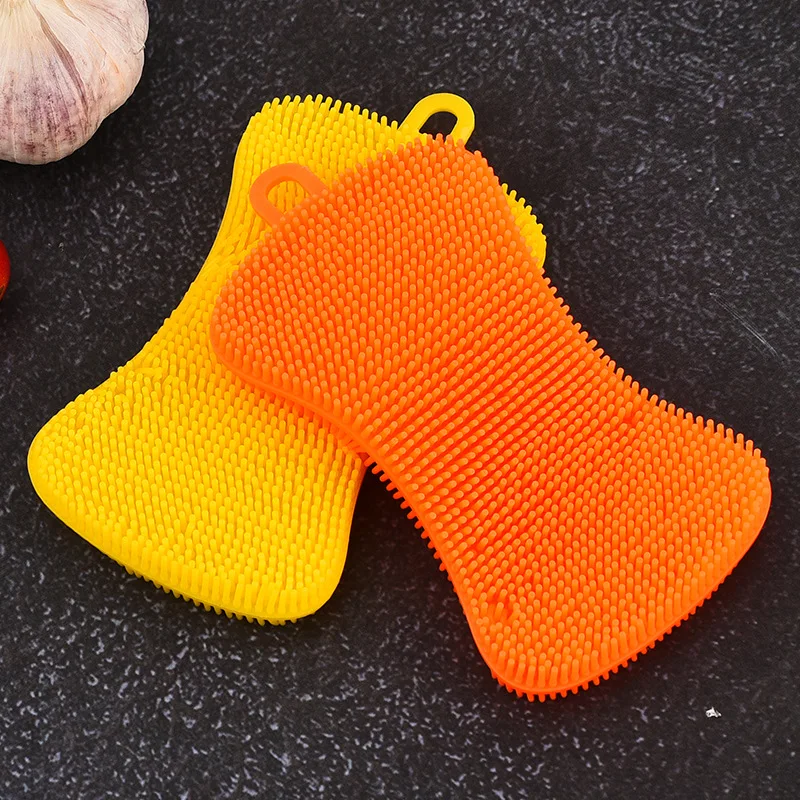 Factory customized silicone washing dish scrubber sponge bowl cleaning brush