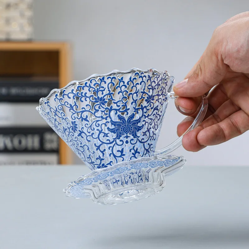 Новый продукт синий и белый фарфоровый стеклянный кофейник набор для промывки кофе капельного типа