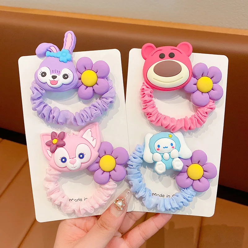 New Arrival Cartoon Anime Hair Ties Accessories Cute Lovely Flower Head Ropes Children Elastic Bands Scrunchies For Kids