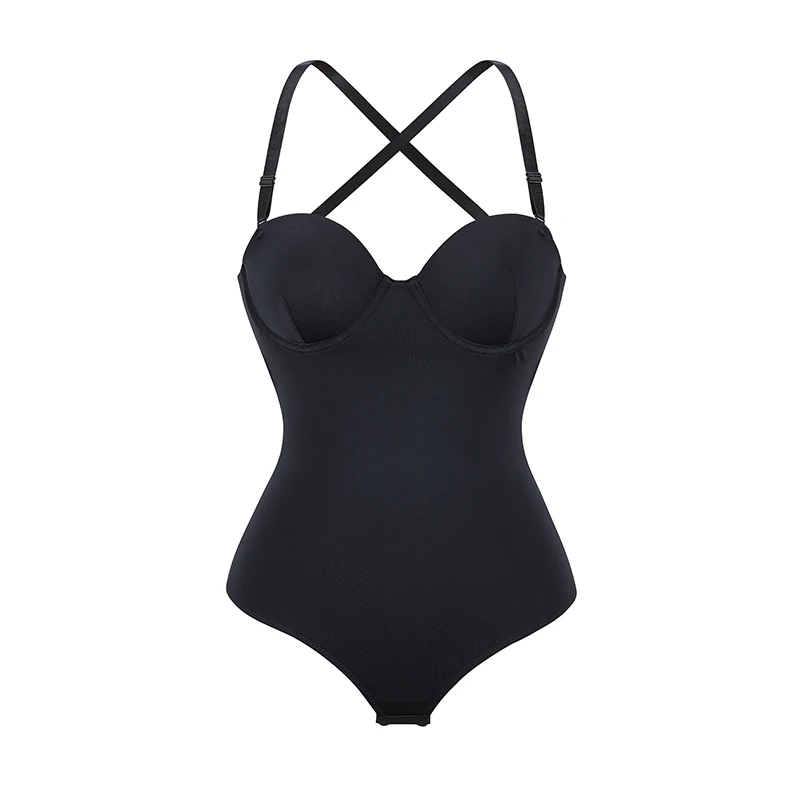 Women Solid Push-Up Lingerie Stretch Removable Sling Body Shaper Bodysuit Underwire Soft Cup Shapewear For Weight Loss