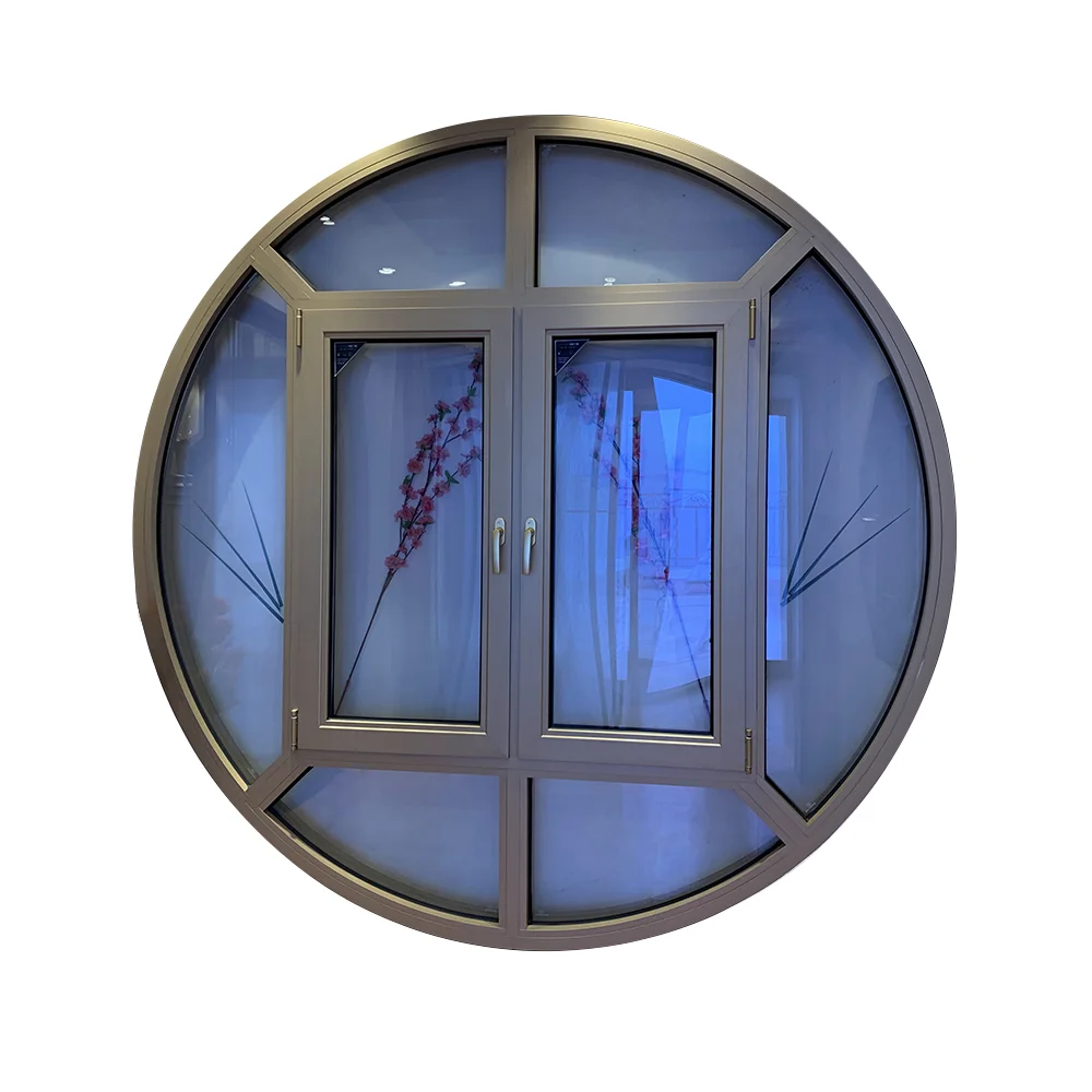Fixed top round window frame center circle shaped aluminium  Arch windows