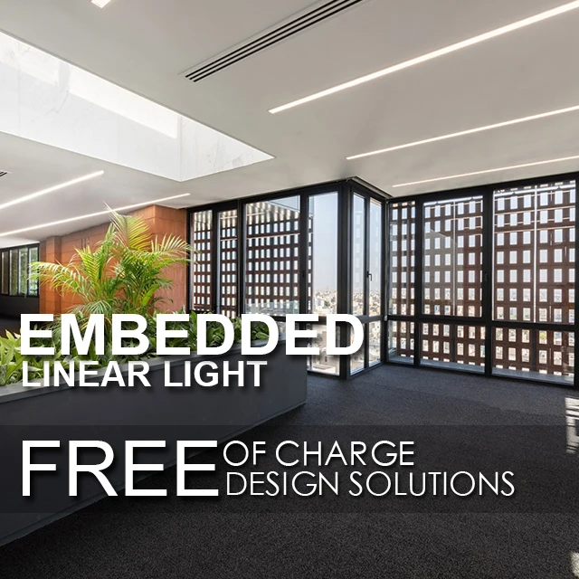 Commercial smart pendant hanging ceiling liner light aluminum slim trimless recessed surface mounted led grill linear light