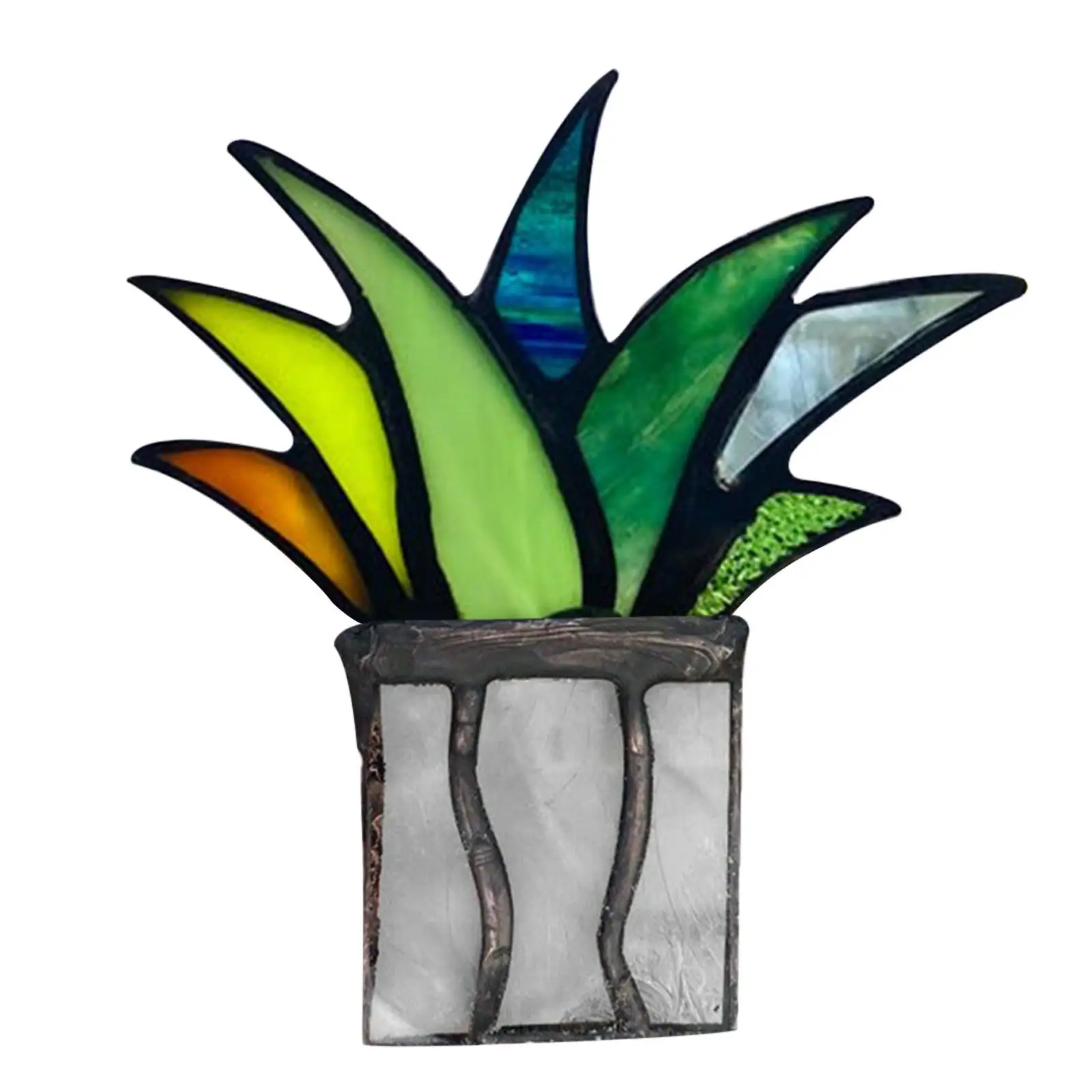  Mini Colorful Aloe Potted Plant Pot Acrylic Agave for Home Indoor Office Balcony Porch Yard Garden
