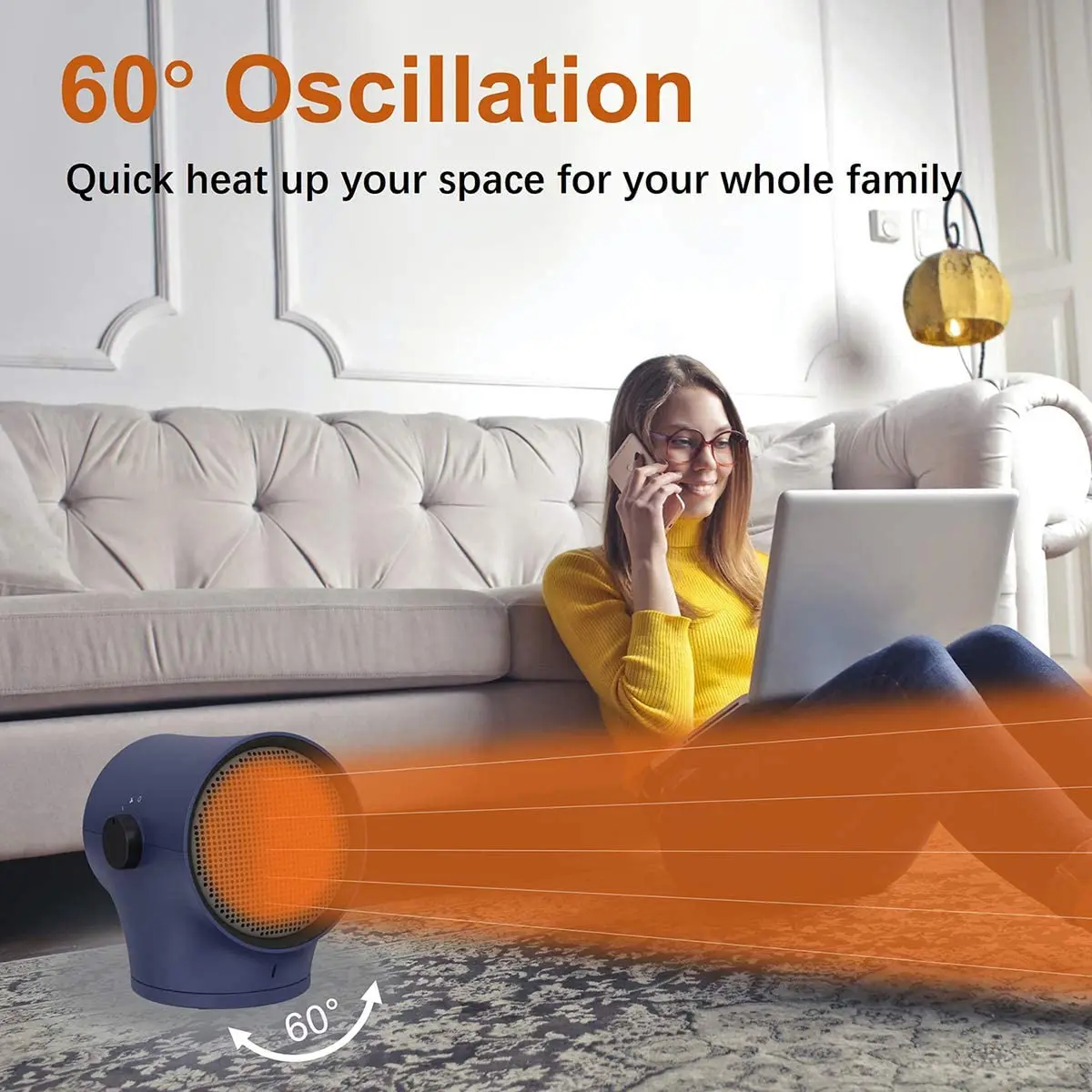 amazon top sell product 3 seconds instant heating 220v hot air room heater