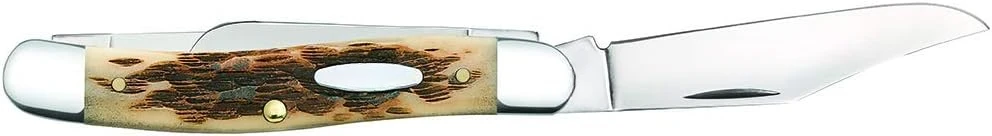 Folding Pocket Knife 3 Blade Stockman 3 7/8 Inches Closed (Amber Bone)