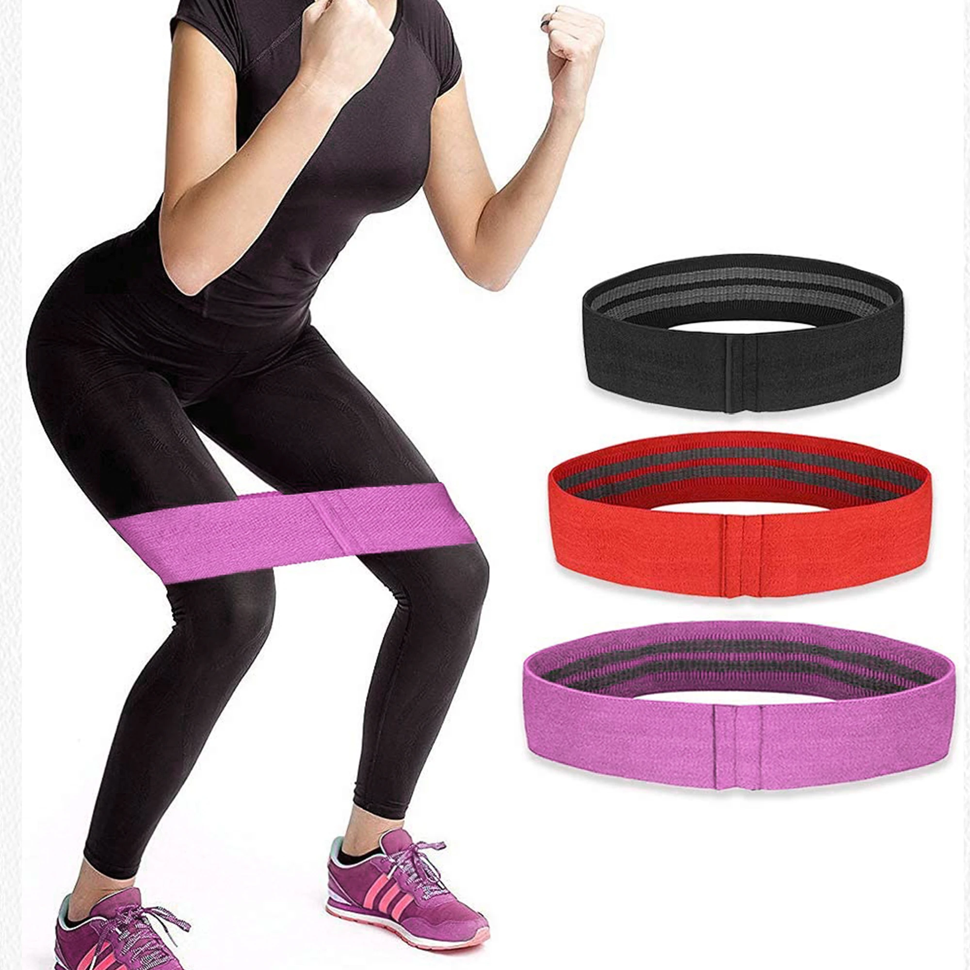 Hot selling Yoga workout band hip circle Custom printing Patterned Fabric Cotton Fitness Resistance Loop Bands