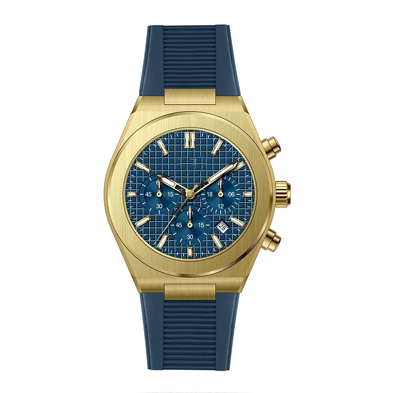 High quality wholesale custom low moq luxury all 316l stainless steel Japan quartz vk64 chronograph rubber watch man for sale