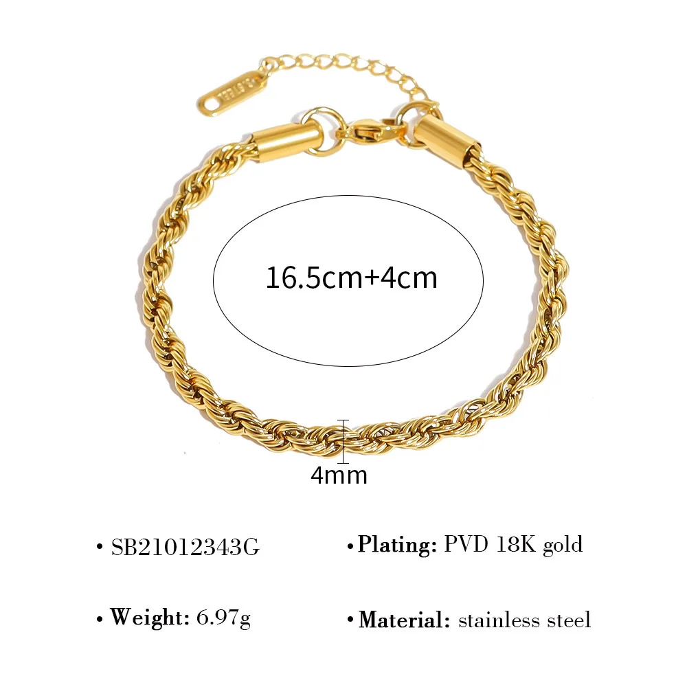 2024 New Vintage Stainless Steel Bracelet Cuban Chain Gold Plated Twisted Bracelet