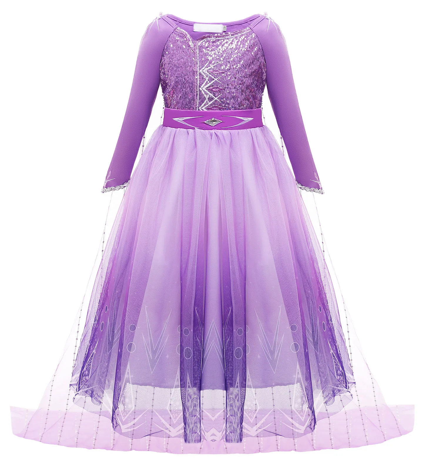 Children Fancy Girls Party Princess Dress UP Kids Christmas Cosplay Carnival Purple Elsa Halloween Costumes with Clock