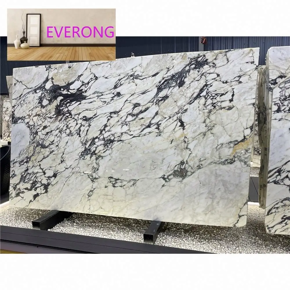 Wholesale Natural Engineering Stone Project Polished Glazed Calacatta Viola Marble Big Slabs Tiles For Decoration