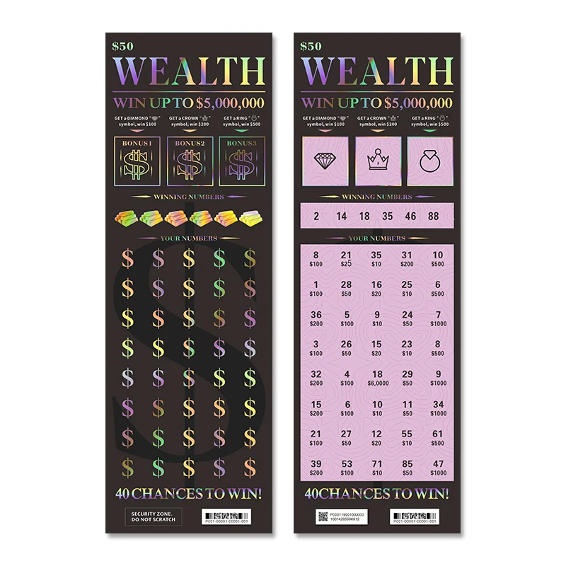 High-Quality Production Customizable Templates digital Printing serial numbers Original Color scratch off lottery tickets