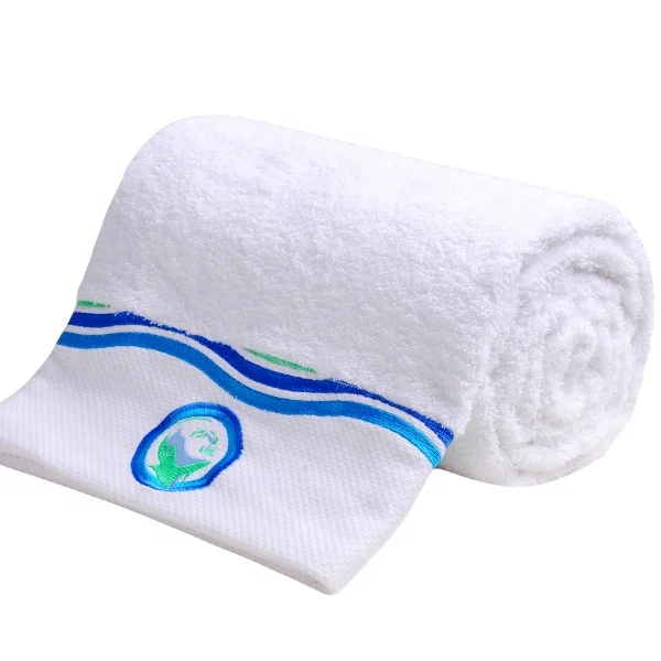 Wholesale Luxury Hotel 100% Cotton white Embroidery Dobby Border Terry Towel bath towel face towel