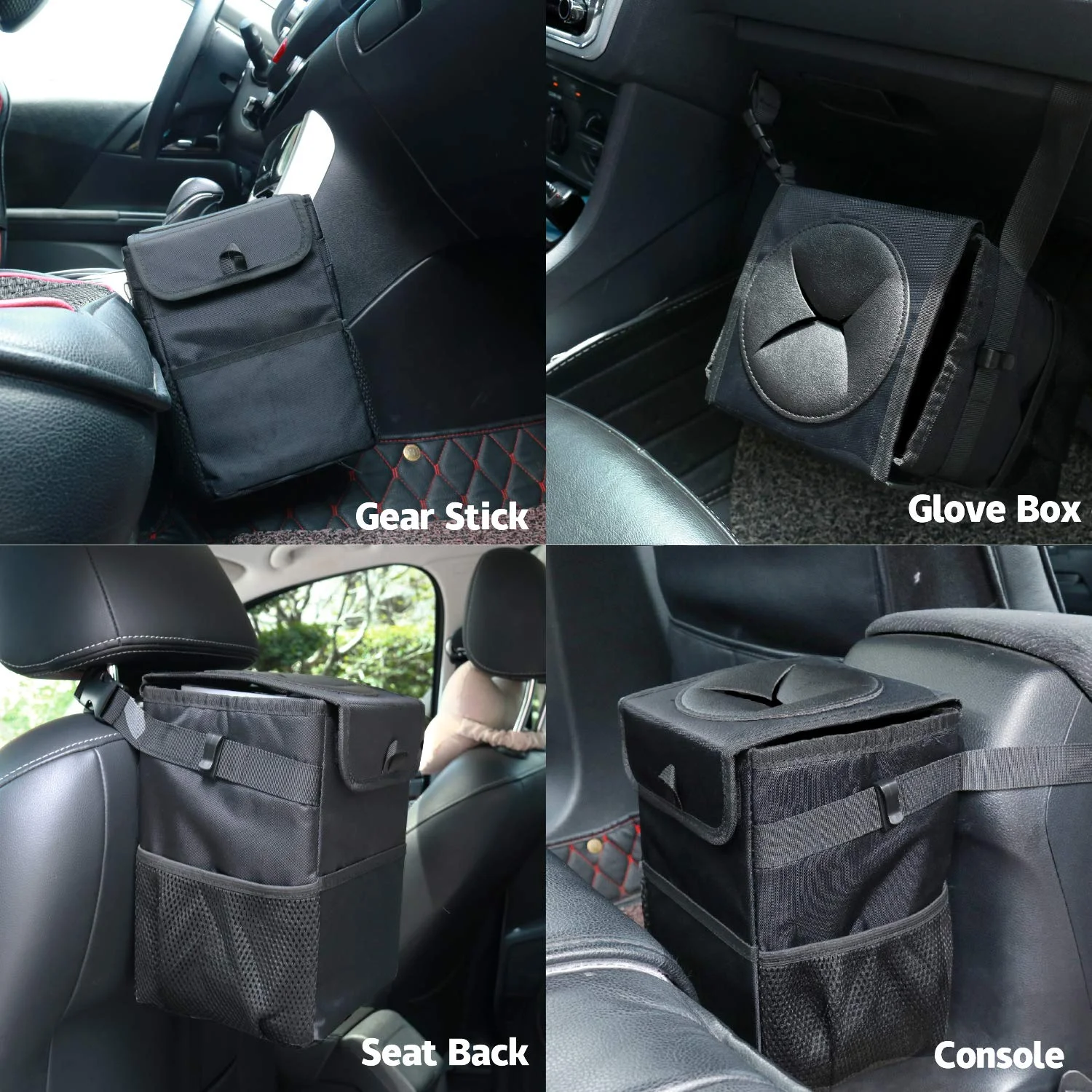 Waterproof Mini Car Trash Can with Lid and Storage Pockets,Car Trash Bag Hanging Organizer, Multipurpose Car Garbage Bag