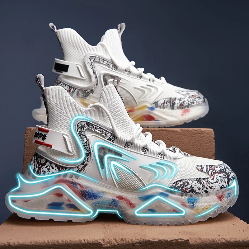 High Top Custom Fashion Black Men Popular High Top Brand Sport Casual Shoes Fashion Sneaker Men Running Shoe