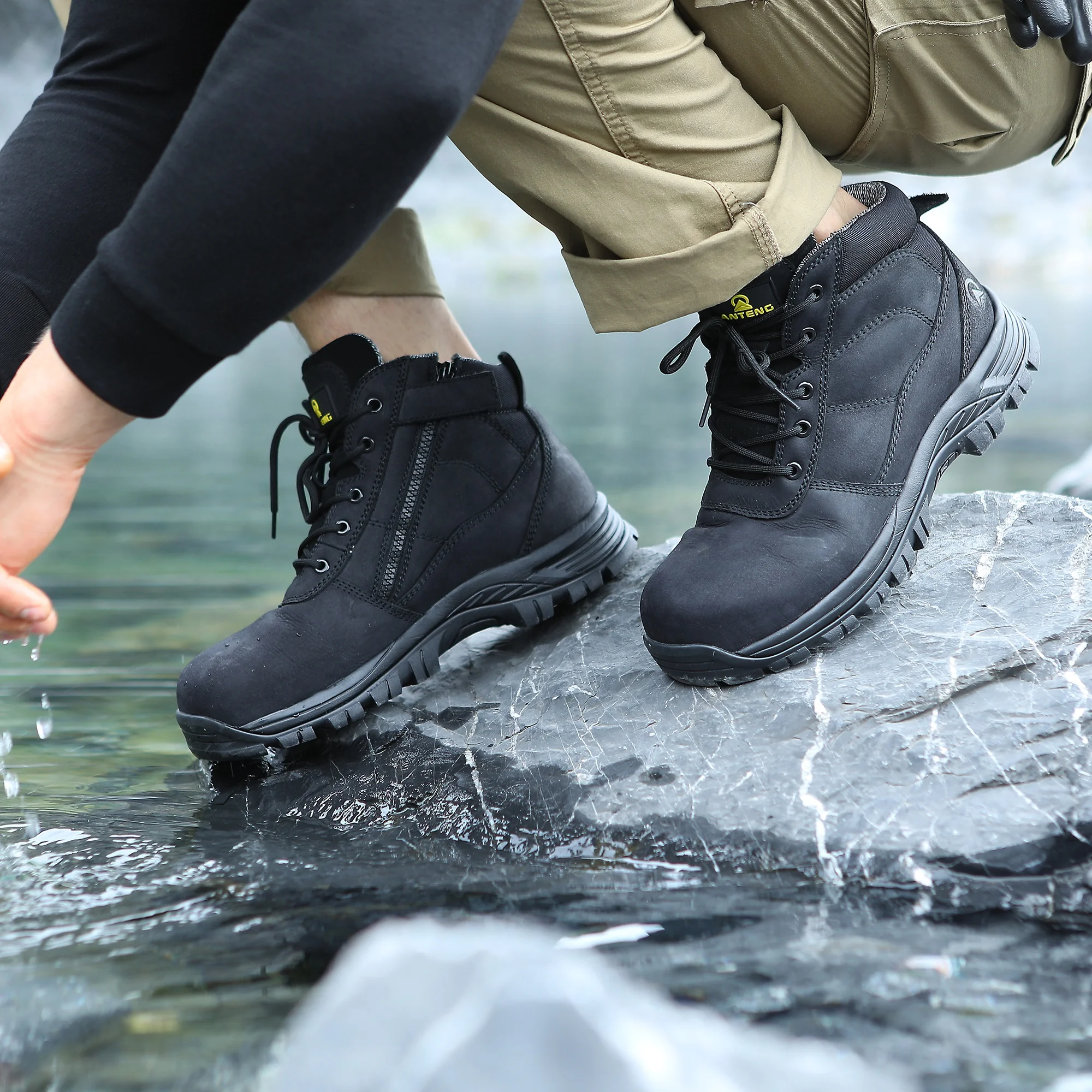 High Quality ESD CE S1P Certified Working Shoes Genuine Leather Fashion Steel Toe Work Safety Shoes Hiking Boots