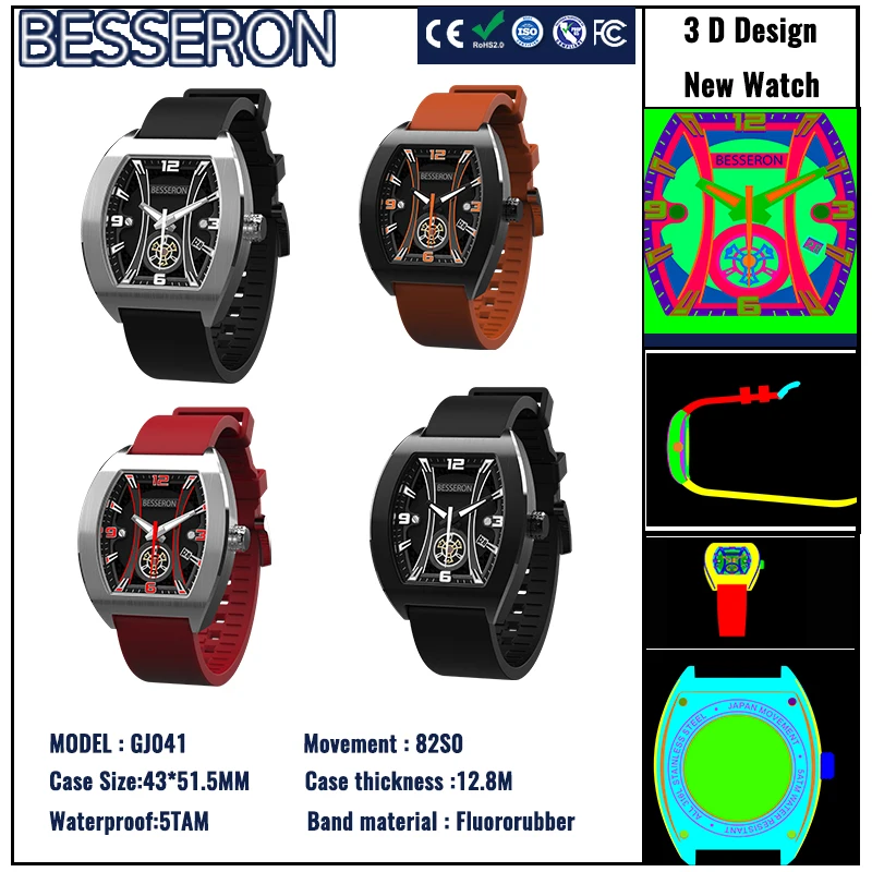 Skeleton Tourbillon Hollow Out Mechanical Watches With Calendar,custom Logo Luxury Relojs Tonneau Case Automatic Watch For Men