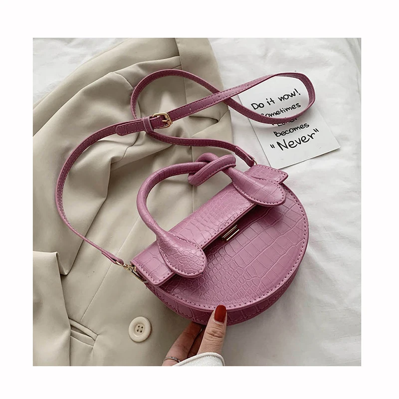 Women 2020 Small Alligator Handbags Half-moon Crocodile Tote Bag Girls Knot Detail Designer Crossbody Bags Saddle Bolsa Mujer