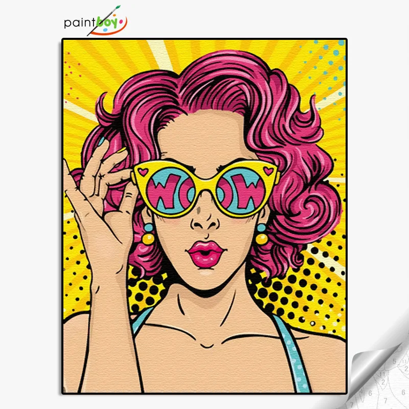 GX36220 - 40*50cm Oil painting by number pink hair cool girl painting Patterns can be customized