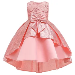 Hot selling European and American new sweet girl lace mesh bow sleeveless princess dress