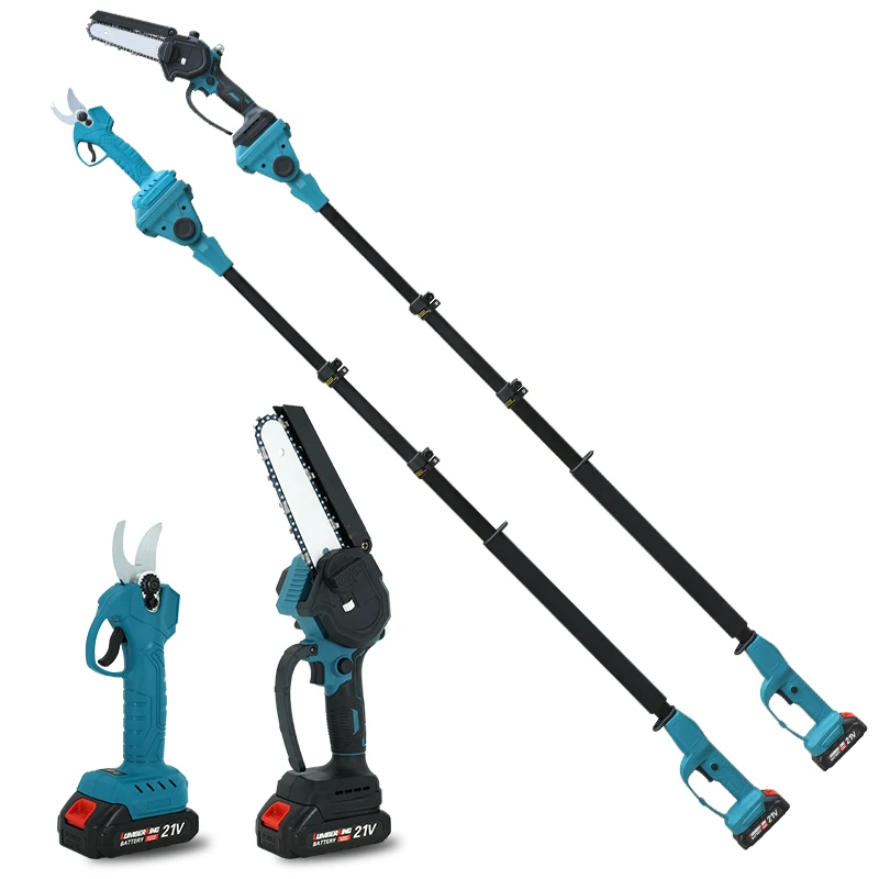 Gardeners DIY 21V Lithium Battery-Powered Pruning Saw Telescope Long Pole Chainsaw Garden Pruner Shears