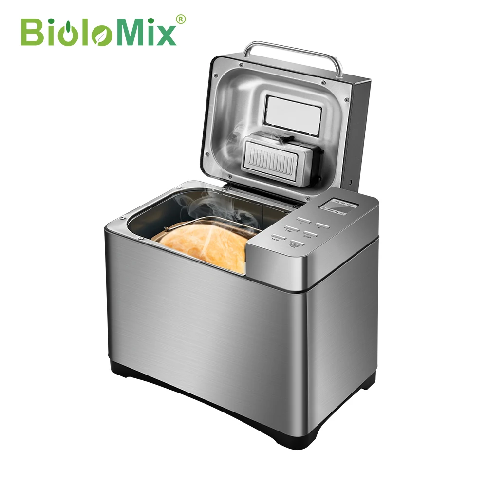Автоматическая хлебопечка Biolomix 1 кг 17 в 650 Вт программируемая из нержавеющей стали с 3 барабанами дозатор