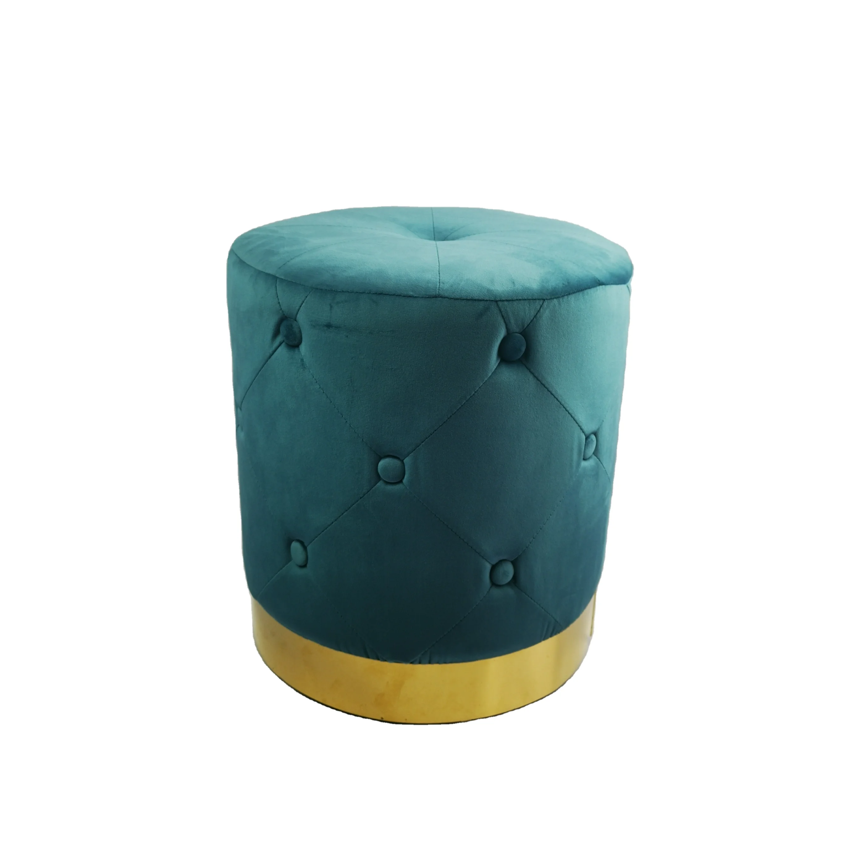 
Contemporary Velvet Upholstered Ottoman with Durable Stainless Steel Base 