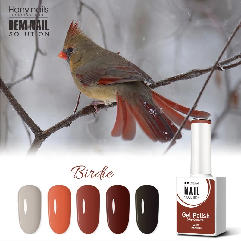 Hanyinails High Quality Maple Leaf Red Cocoa Colors Autumn Collection Soak-Off UV Gel Nail Polish Long-Lasting Poly Gel Art USA