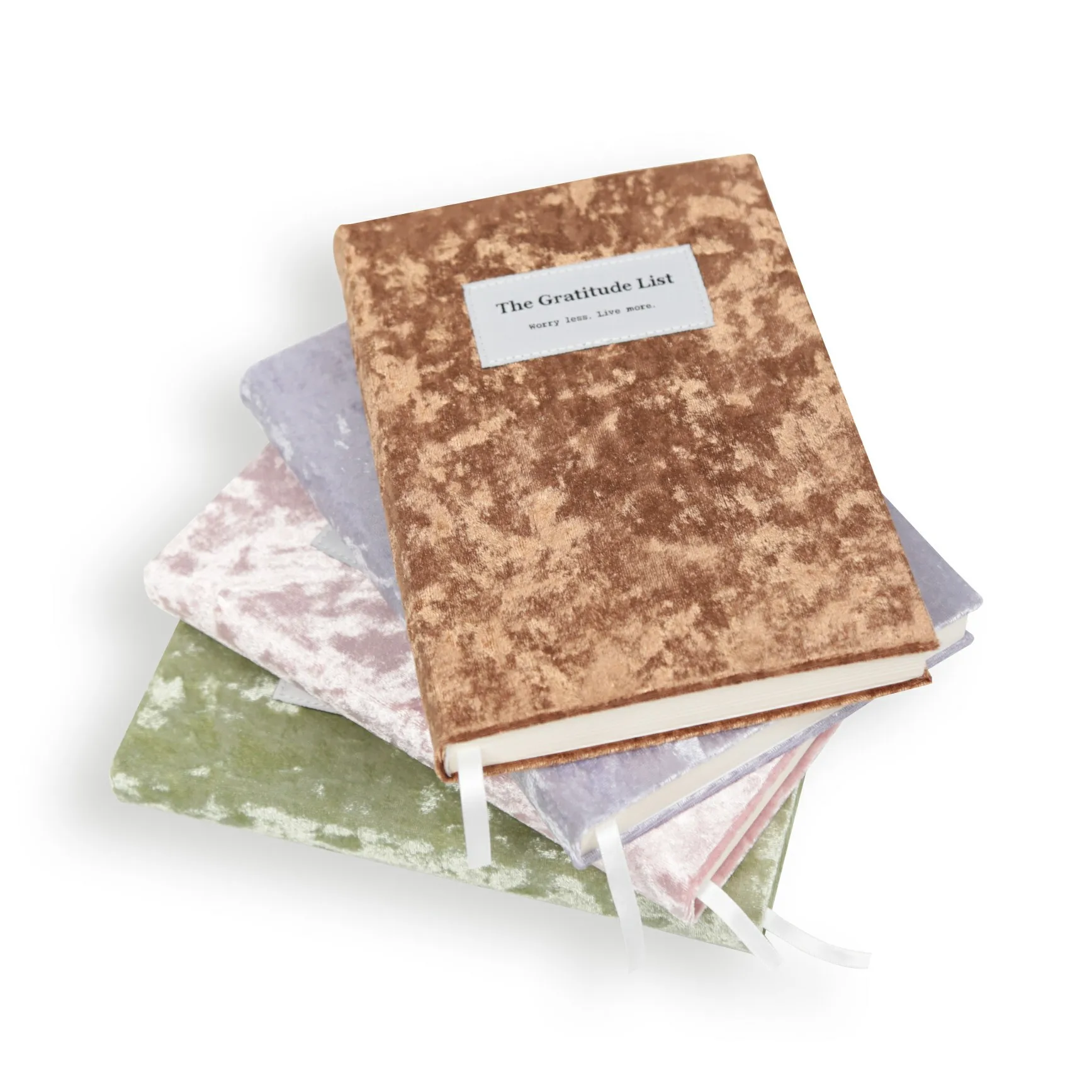 
2020 new design custom printing A5 hardcover velvet gratitude journal notebook with woven label 