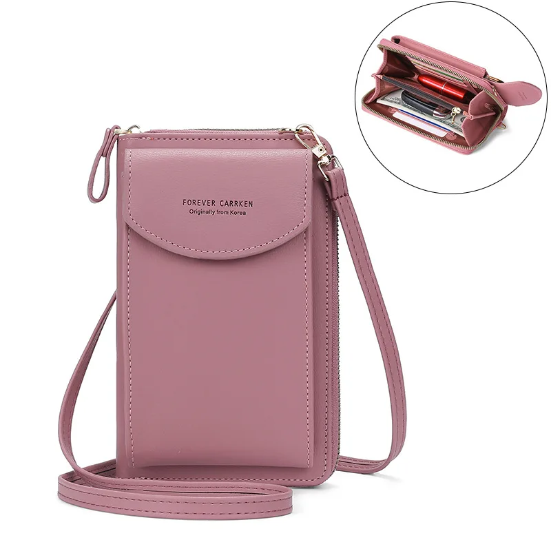 RU 2024 Wholesale New Women Mobile Phone Bag Case Fashion Clutch Large Capacity One-shoulder Messenger Leather PU Wallet
