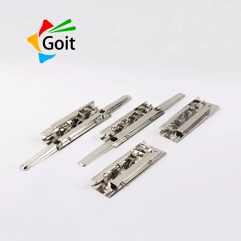Hot sale 10cm nickle plating metal lever clip 100mm strong spring metal clipboard lever clip for office
