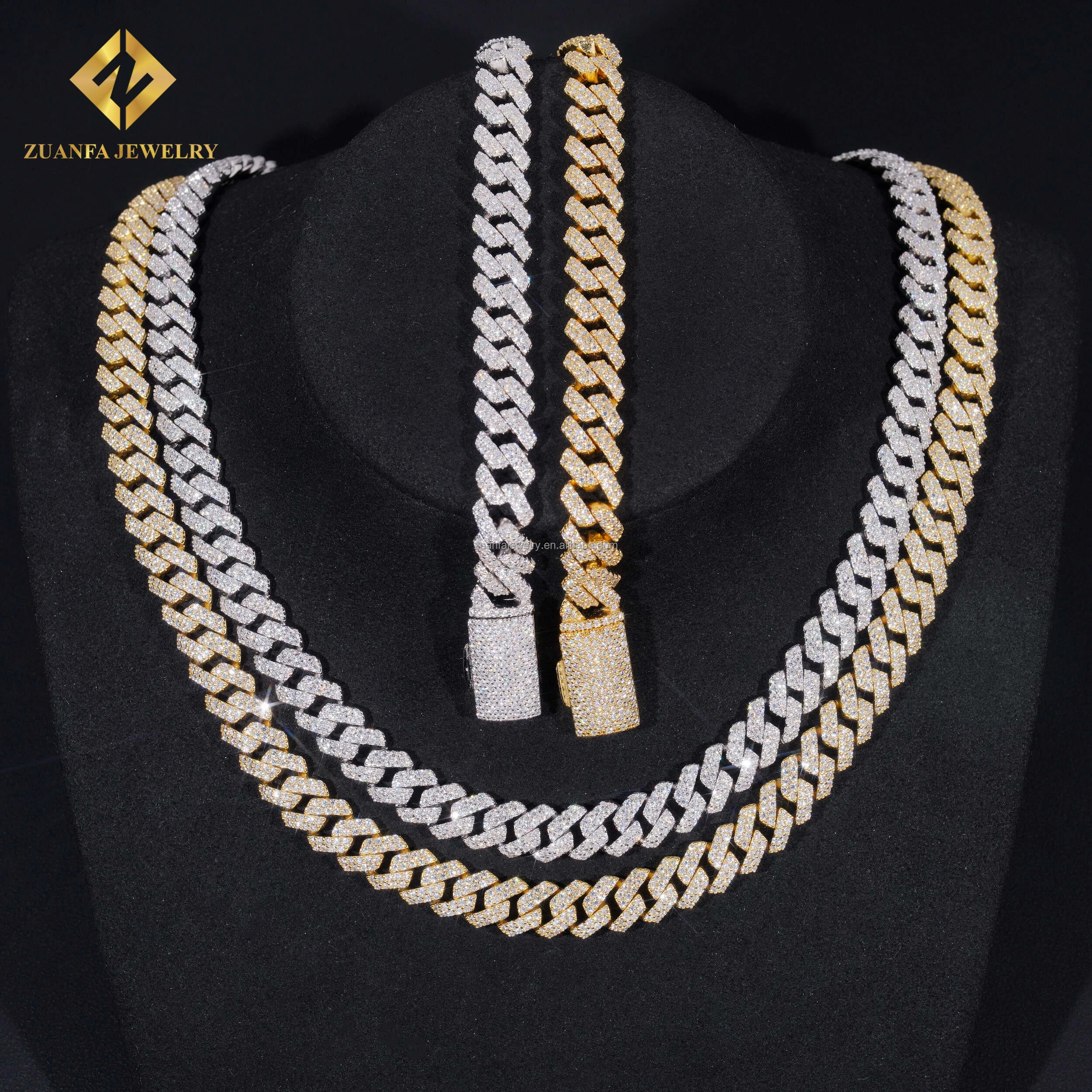 Best Selling 8mm 10mm Two Rows Iced Out Man Hip Hop Jewelry GRA Certificates Pass Diamond Tester FL  Moissanite Cuban Link Chain