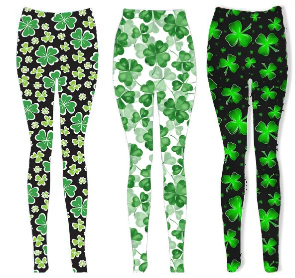 Shamrock Clover Leggings for Women Super Soft Stretchy Leggings for Spring