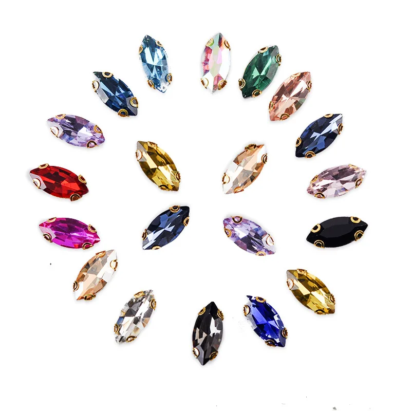 Handmade 6mm Cross-Border Rhinestone Horse Eye Claw Drill Glass Sewing DIY Wedding Dress Decoration Accessories Shoe Accessories