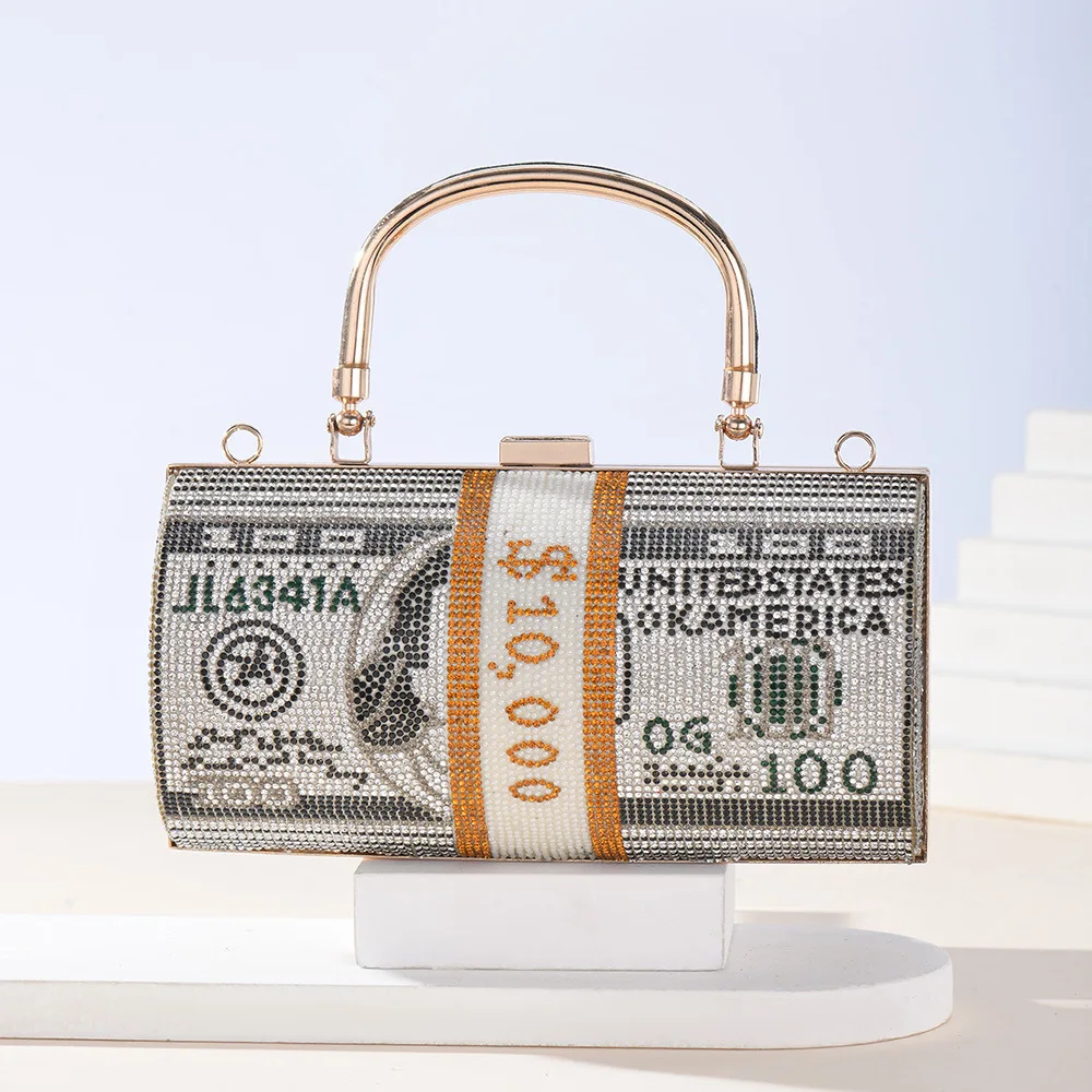 2024 new fashion diamond barrel dollar shape ladies crossbody purse bag fashion women handbags
