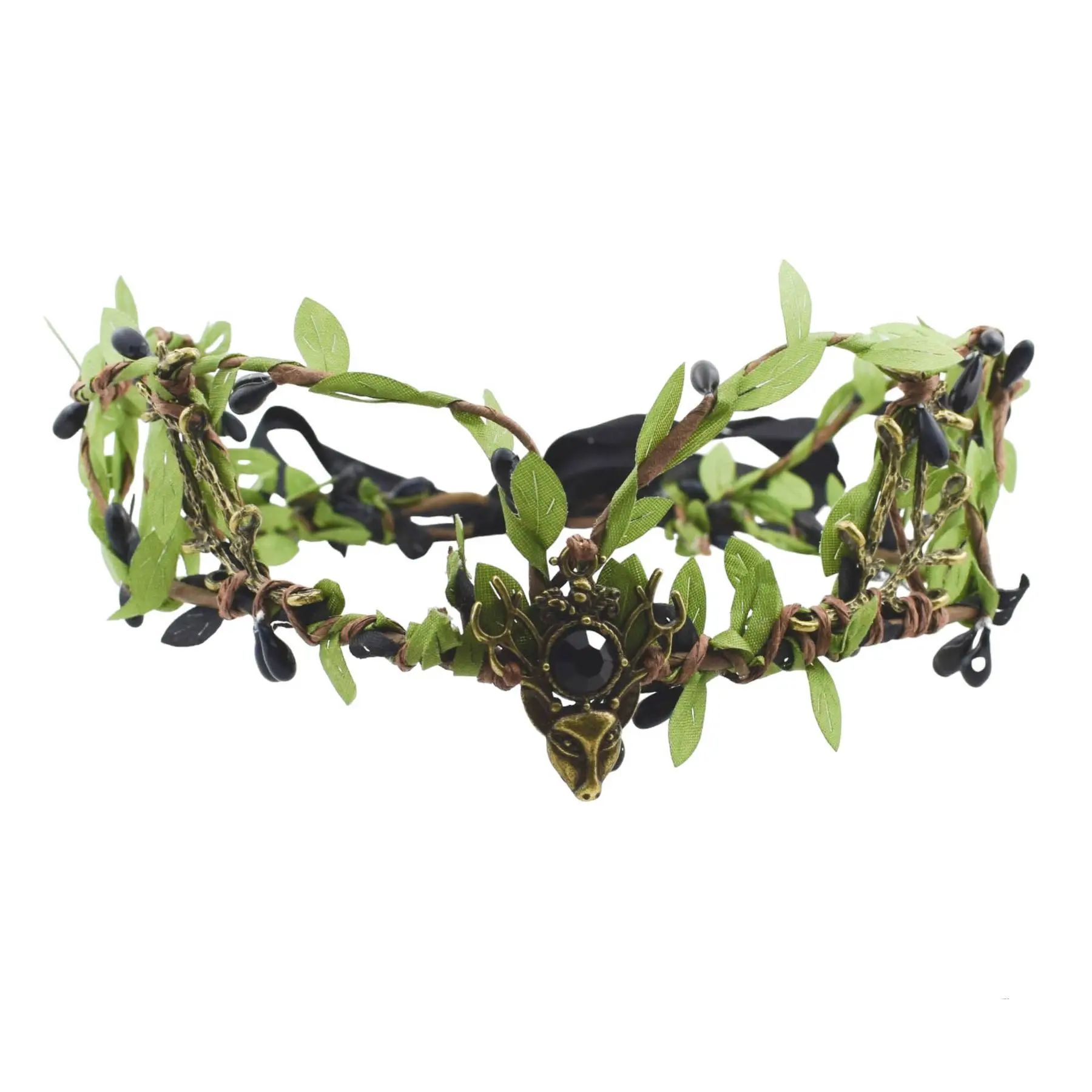 Nautical Floral Crown Artificial Green Leaf Flower Crown Headband Hair Wreath Woodland Fairy Elf Hair Band Headdress Headwear