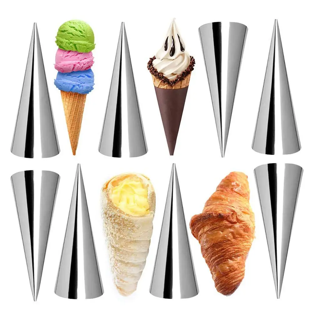 Kingwise Stainless Steel Non-stick Cannoli Form Roll Mold Shaper Cone Cream Horn Form Corn DIY Baking Cone Pastry Roll molds