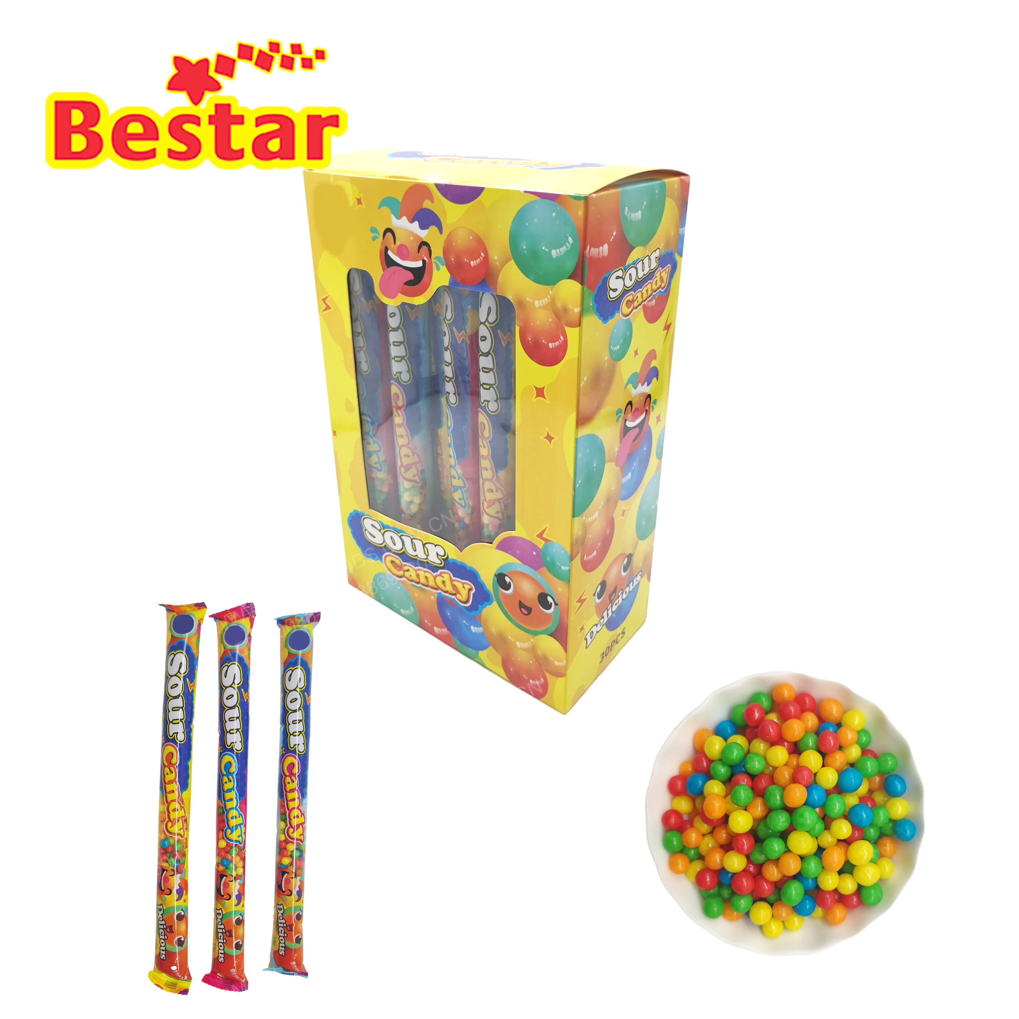 Sour puffed candy fruit sour candy factory price mini puffed candy