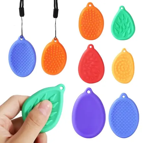 GYF Fidget Stress Toys 6 Pack Textured Soft Silicone Worry Stone for Autism Kids Calming Fidget Toys Sensory Stone Kids