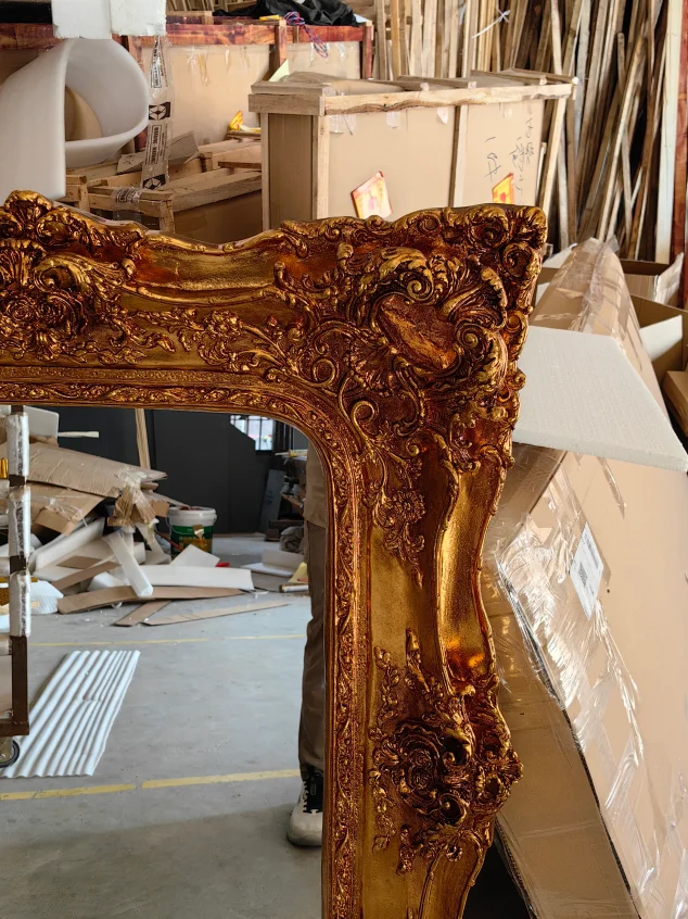 Customized Ornate Antique Large Gold Foil Baroque Art Canvas Vintage Picture Mirror Painting Frame