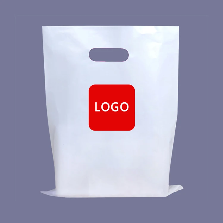 Eco friendly plastic hdpe ldpe customized cloth shopping bags custom plastic patch die cut handle shopping bags with logo