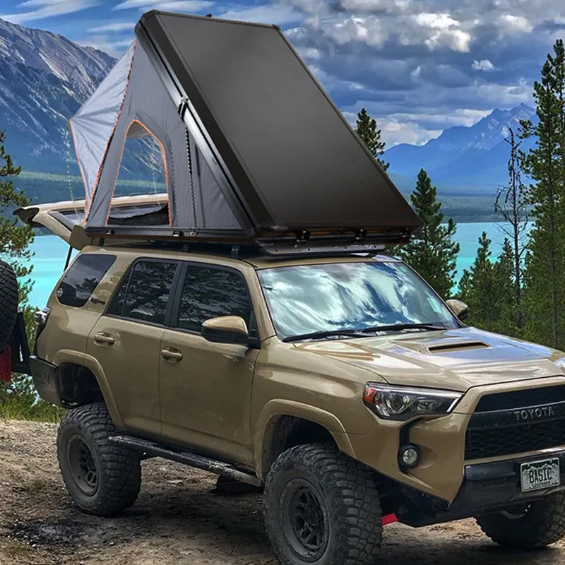 RTS New 2 person Automatic clamshell Camping hardtop car suv waterproof hardshell rooftop hard shell aluminium roof top tent