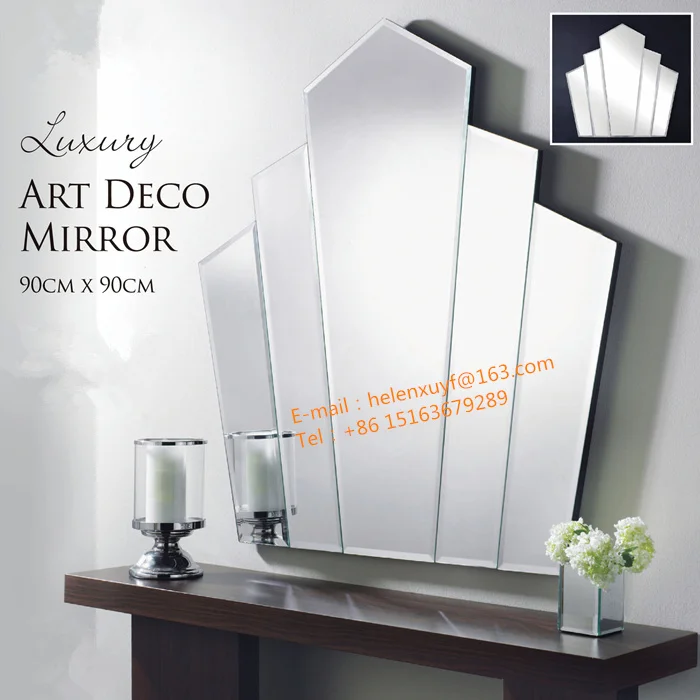 Art Deco Fan Frameless Wall Mirror vintage bedroom bathroom shabby chic art decor crown style Mirror