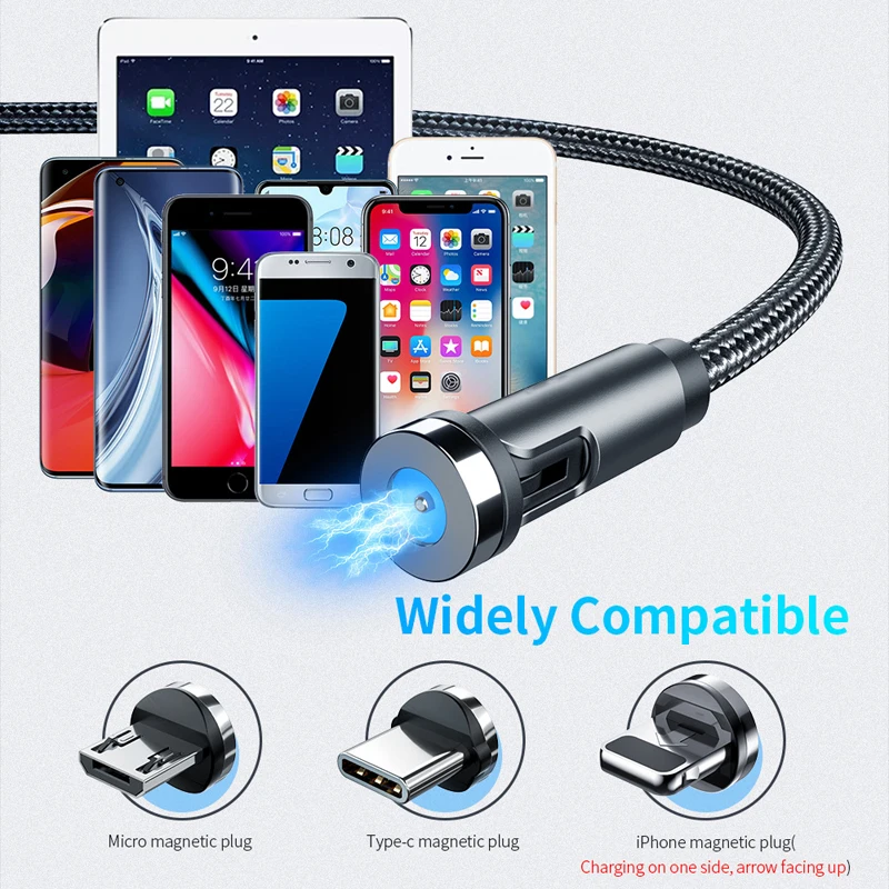  Magnetic Data Cable Micro USB Rotation Usb Charging for iphone type