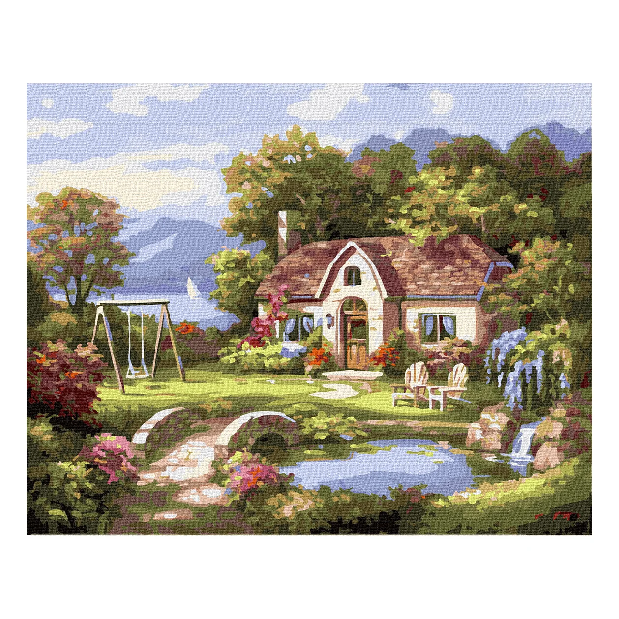 Foreign trade hot-selling house landscape painting Diy pastoral oil paint home decoration painting painting by numbers