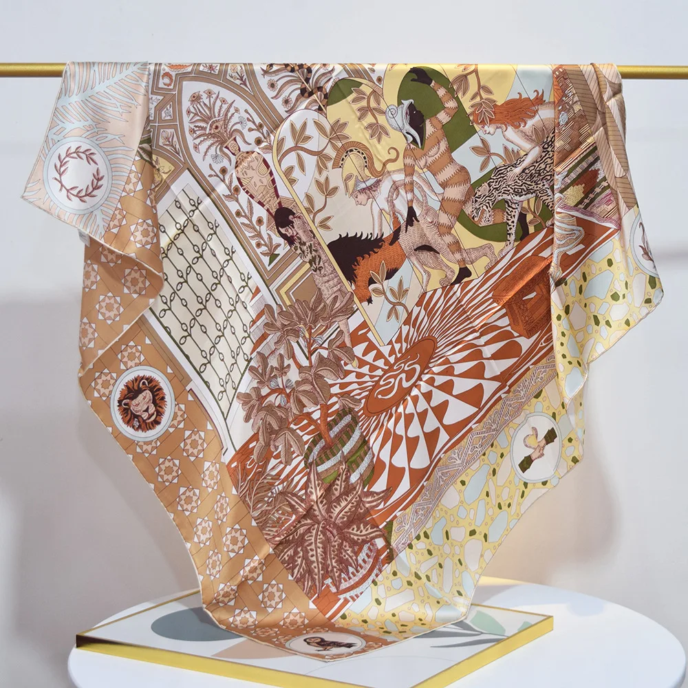 Custom 100% Silk Scarf For Women Stylish Pure Silk Scarf Bandana Square Silk Scarf Women