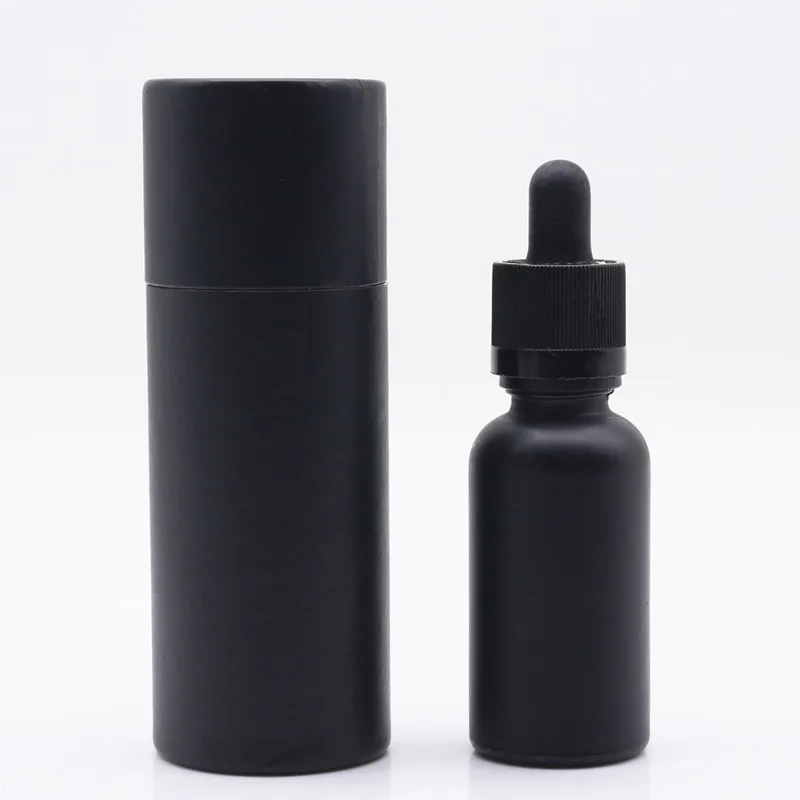 30ml matte frosted black glass scaled dropper bottle essential oil bottles with dropper bottle use cardboard tube box 1oz