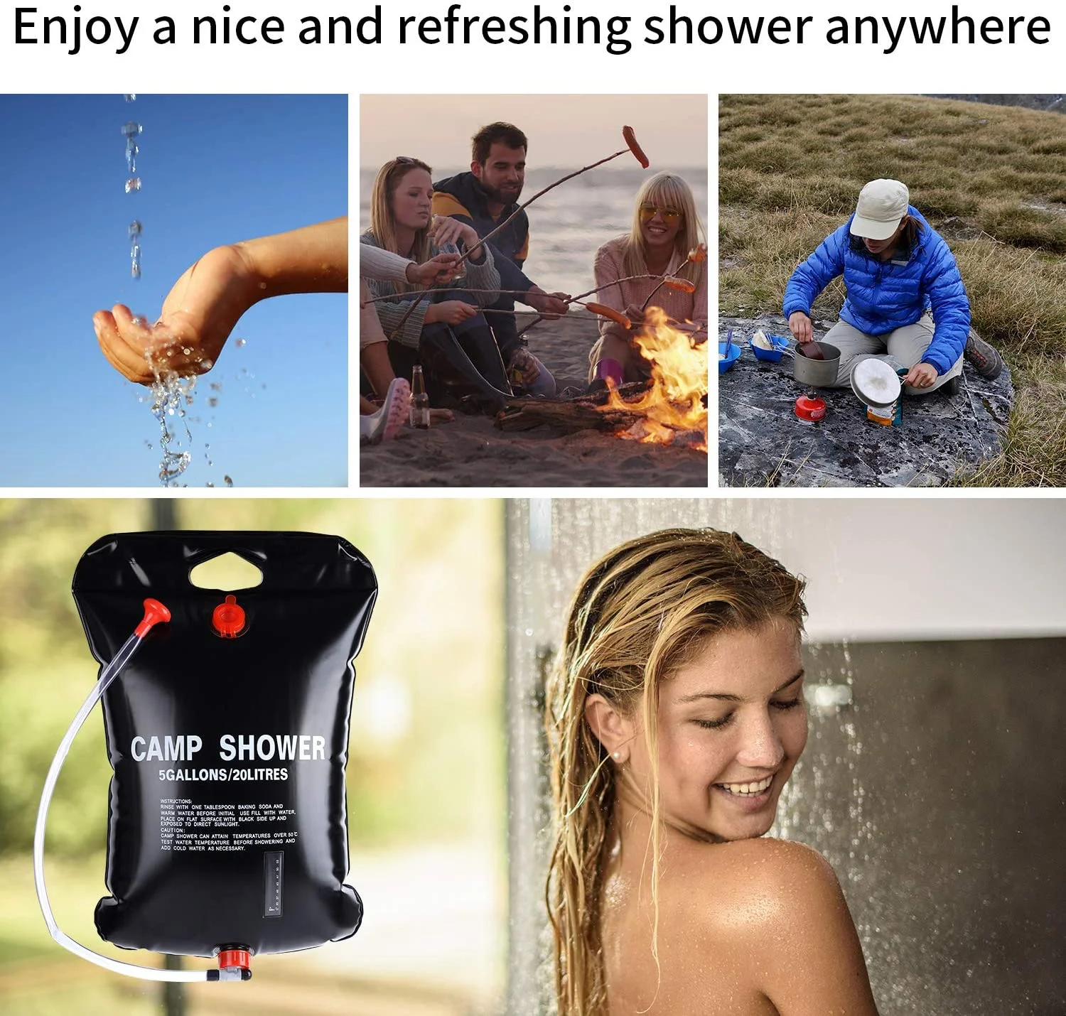 Solar shower bag20L or 25L outdoor PVC travelling Beach portable pool camping solar shower heating water bag