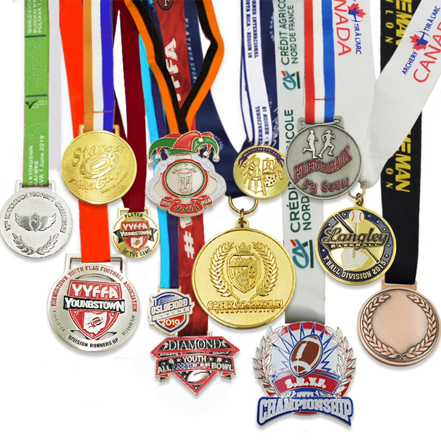 Custom 2D Metal Orange Girl champions league medal Sports Gold Run Finisher Medals Military medal ww2 With Ribbon