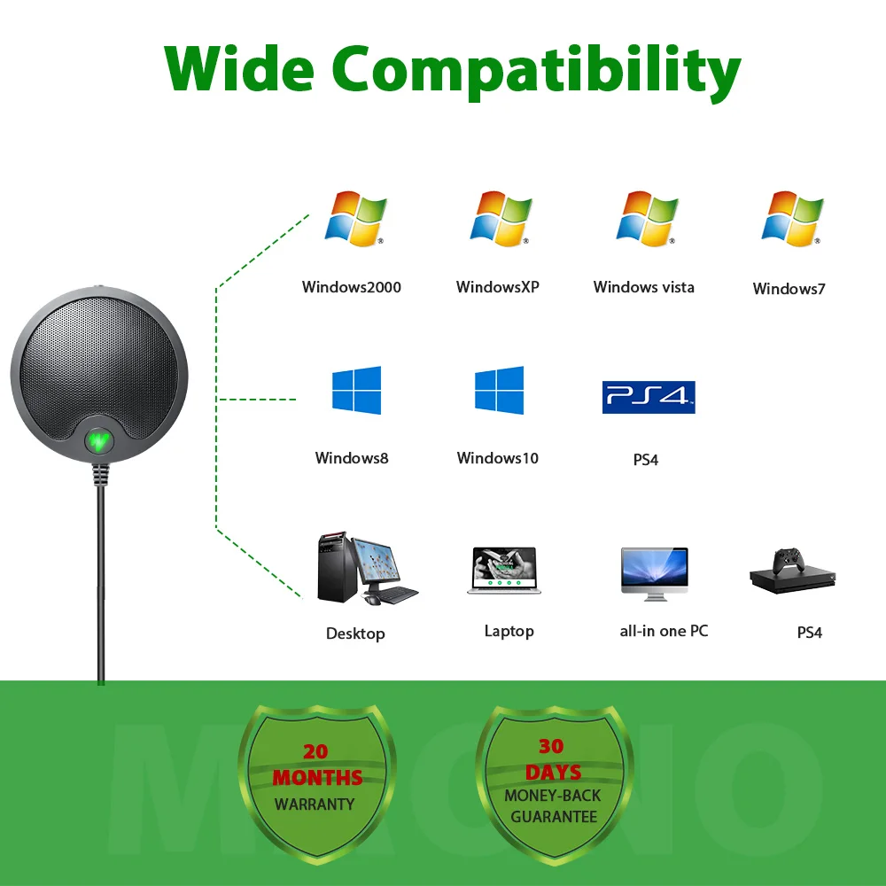 
Profesional Portable Omnidirectional Condenser mini Microphone for Skype Desktop Conference Work From Home 